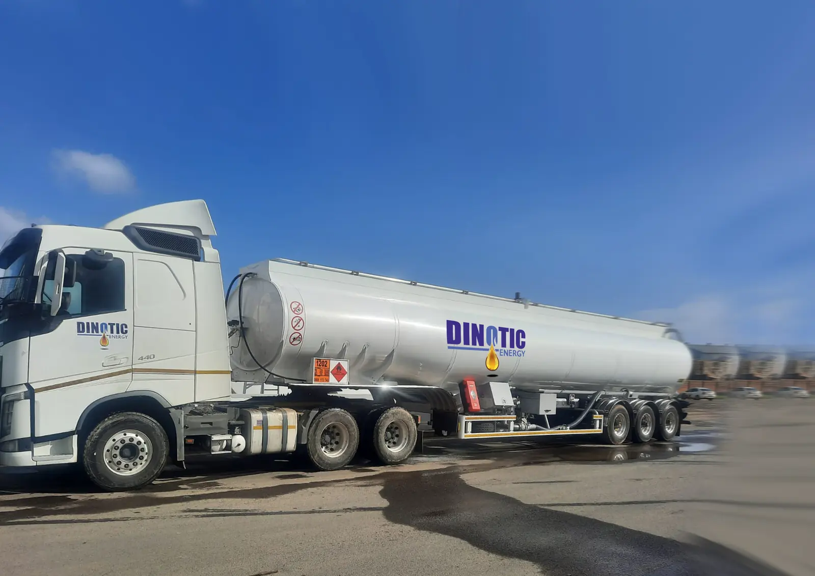 Dinotic Energy branded diesel road tanker