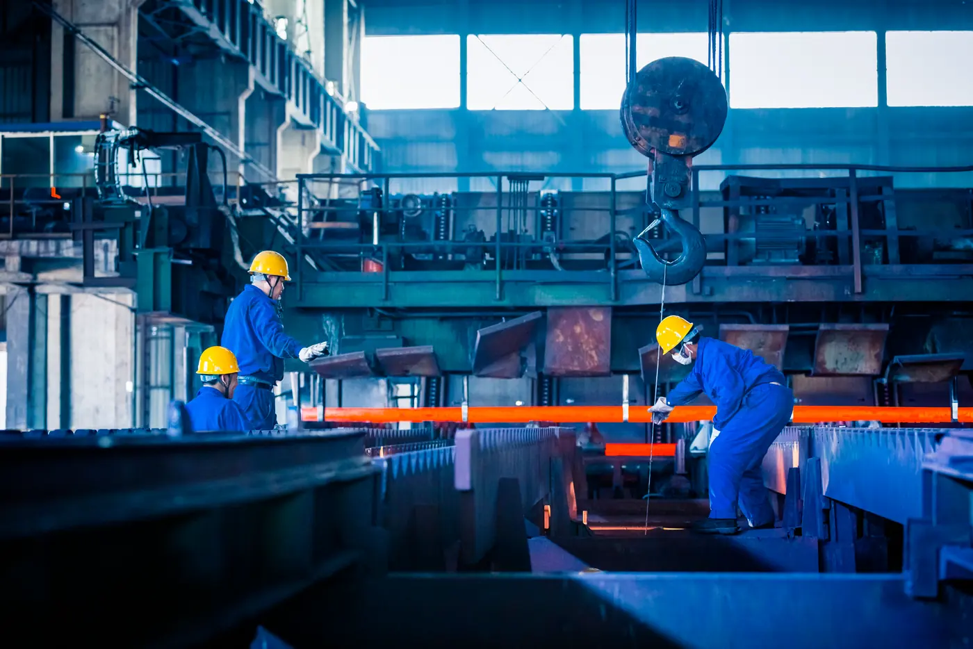 Workers in a steel factory