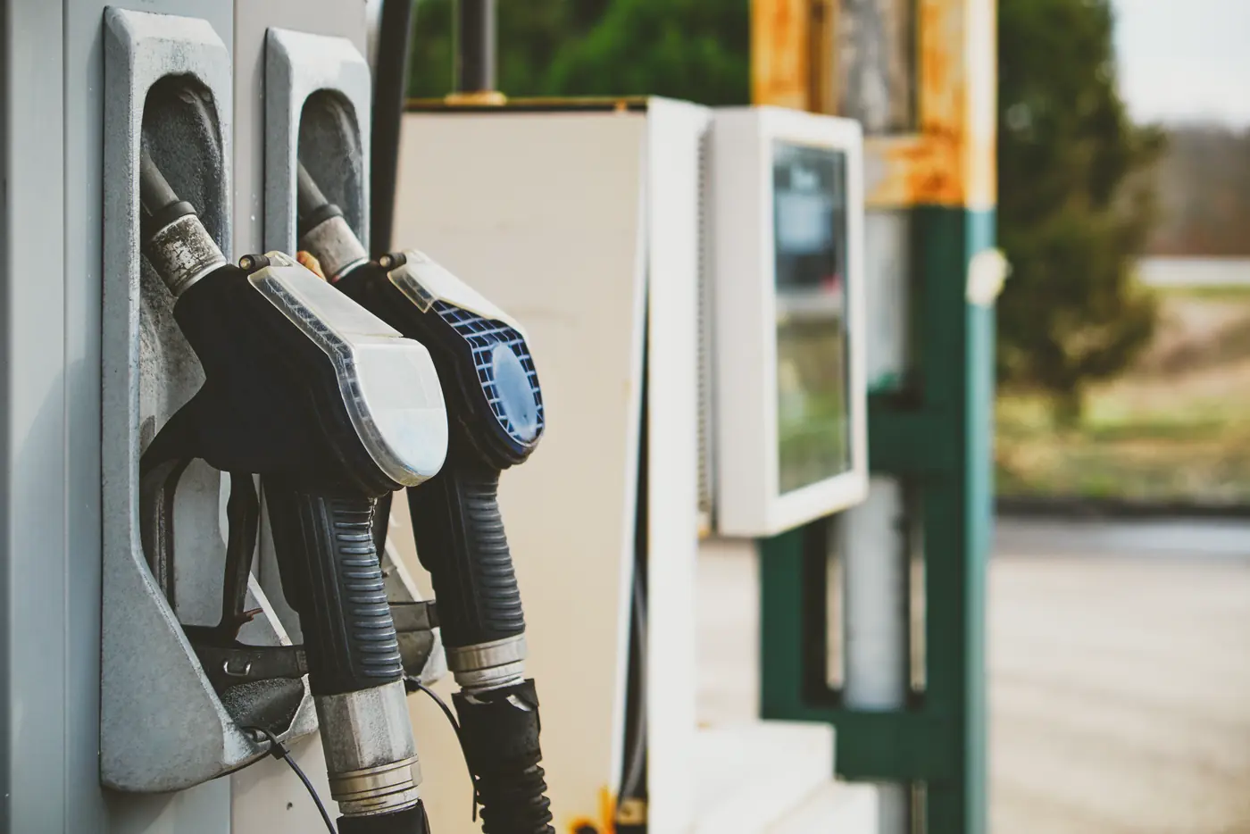 Fuel pump nozzles at a service station
